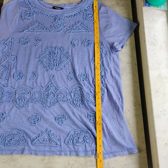 Lucky Brand Soutache Top Womens Plus 1X Purple Boho Embroidered Cotton Relaxed - Picture 8 of 11